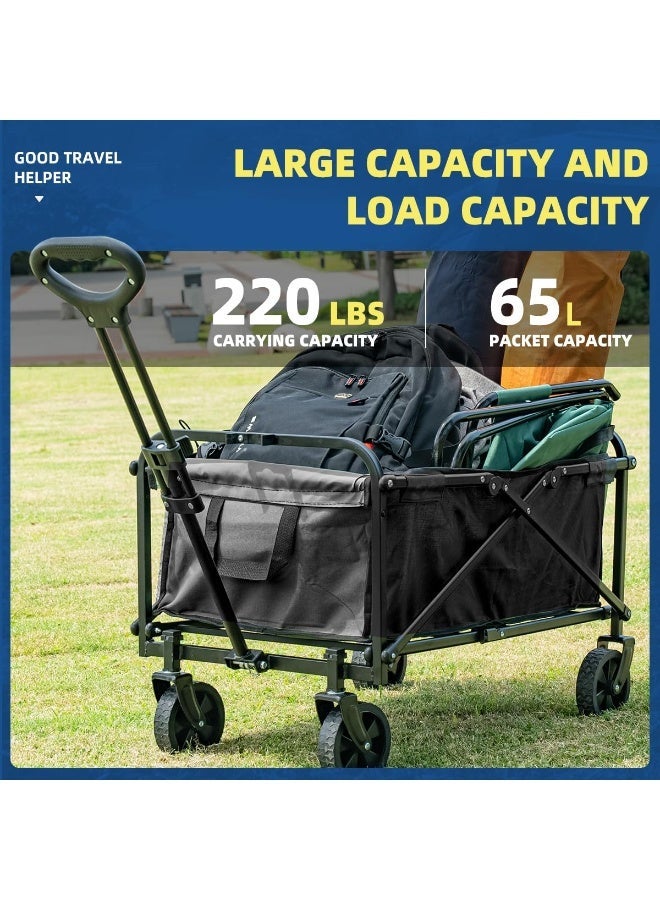 Inabyte 5-Inch Heavy-Duty Folding  Hand Truck, 220LBS Load Capacity, Multi-Use for Outdoor Camping Gardening Shopping (Black) - Image 5